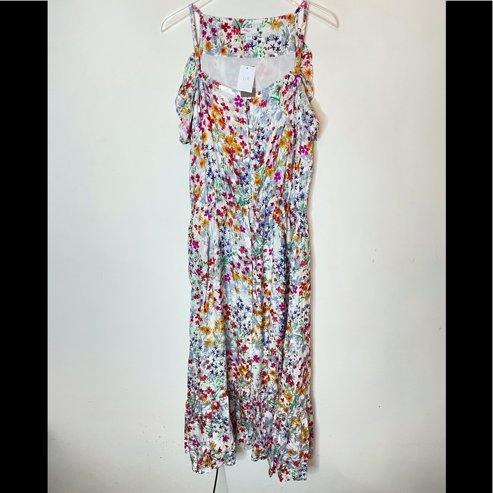 J.JILL FLORAL RUFFLED HEM MAXI DRESS $147 Large